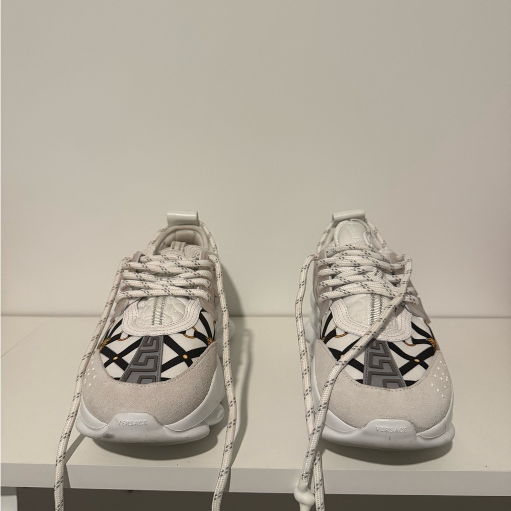 Versace White and Black Patterned Sneakers